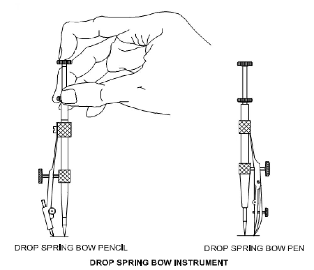 Drop spring bow pencil and pen